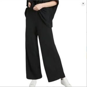 Banana Republic black cozy sweater knit high waist elastic wide leg pants small